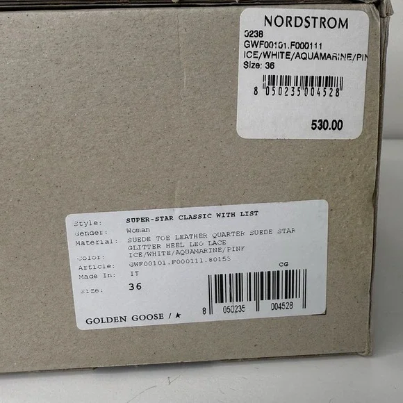 Golden Goose Superstar Classic with List Glitter Sneaker Shoes Womens 36 US 6 - Picture 16 of 16